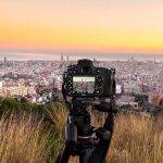 Barcellona panorama visto attraverso una macchina fotografica reflex