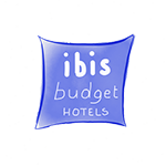 disegno del logo blu dell'hotel Ibis